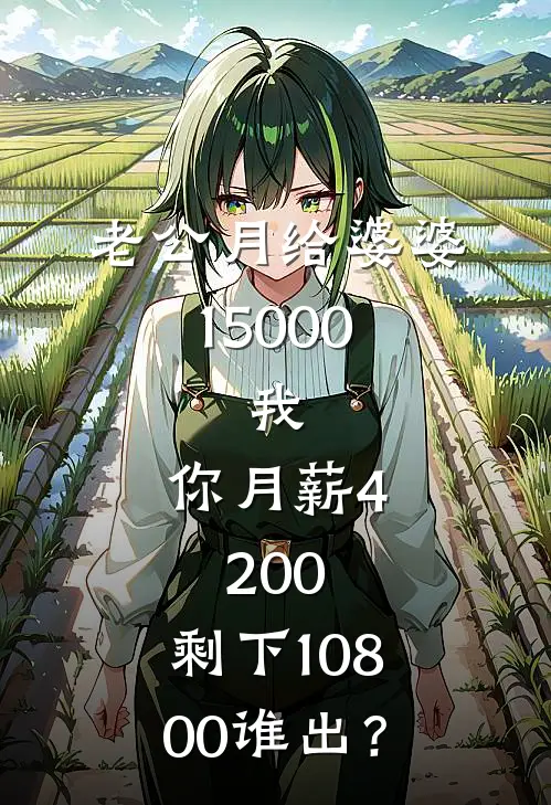 老公月给婆婆15000，我：你月薪4200，剩下10800谁出？