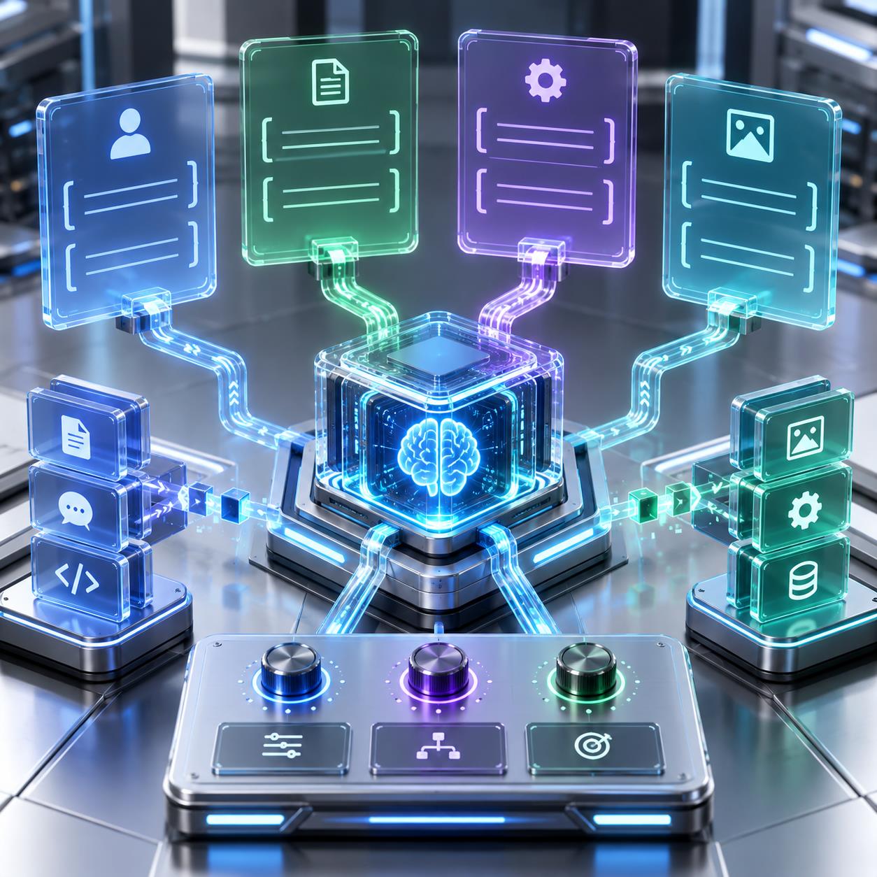 提示词模板工程 3D 科技渲染图
