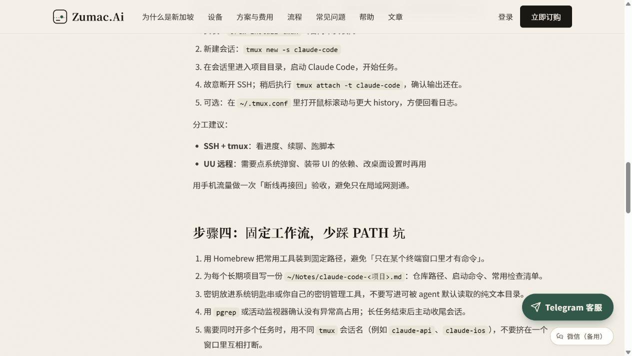 官方教程中的 tmux 会话与固定工作流说明